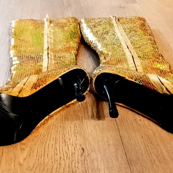 Vintage Knee High Sequin Boots - Anne Michelle Refuel Sz 10 Unworn - Picture 4 of 6